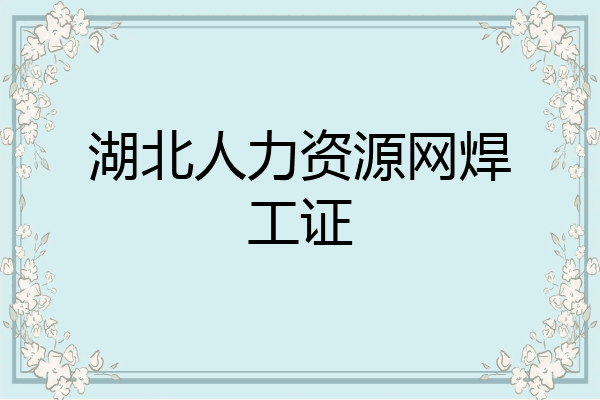湖北人力资源网焊工证