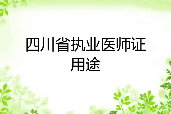 四川省执业医师证用途