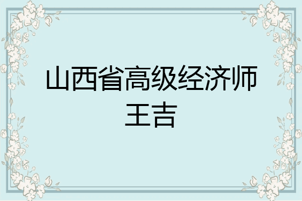 山西省高级经济师王吉