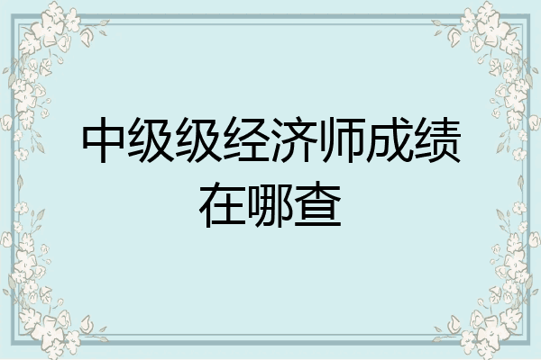 中级级经济师成绩在哪查