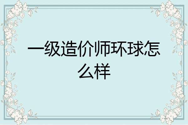 一级造价师环球怎么样