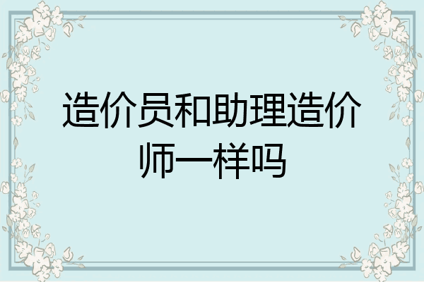 造价员和助理造价师一样吗