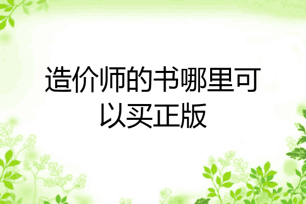 造价师的书哪里可以买正版