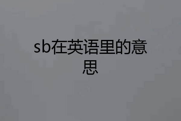 sb在英语里的意思