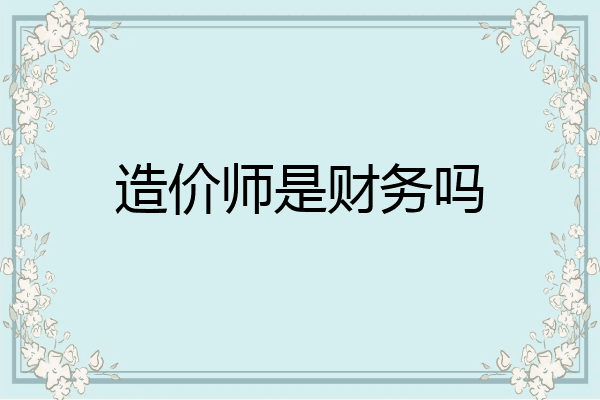 造价师是财务吗