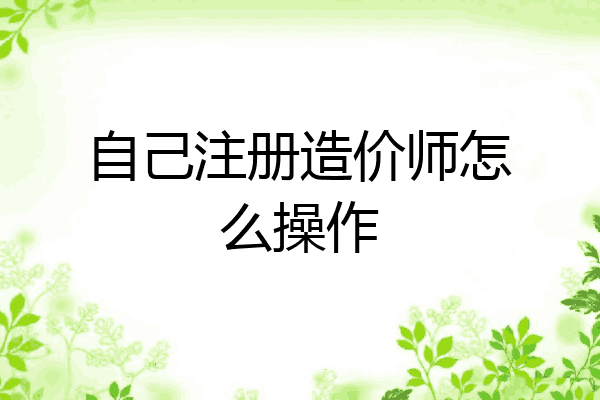 自己注册造价师怎么操作