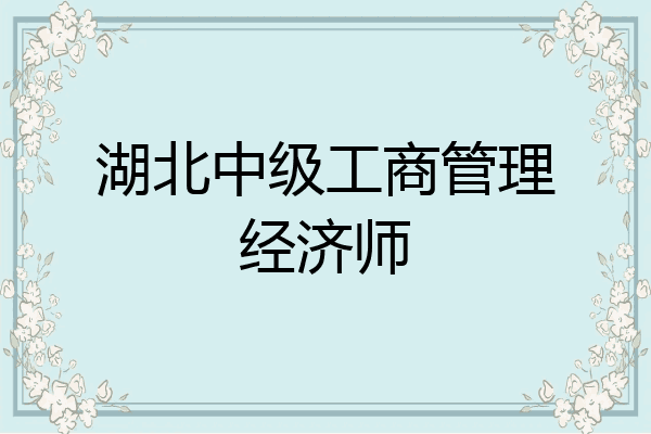 湖北中级工商管理经济师