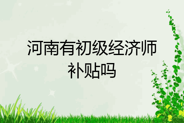 河南有初级经济师补贴吗