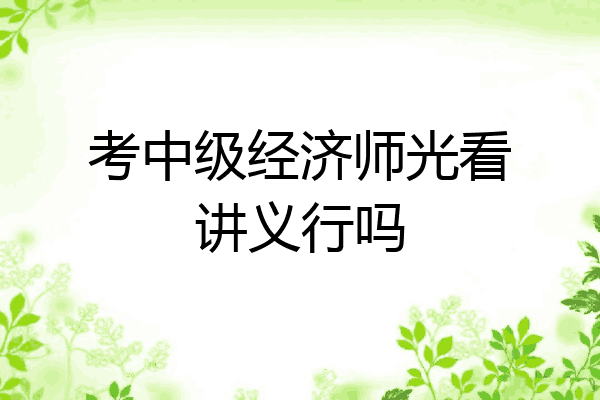 考中级经济师光看讲义行吗