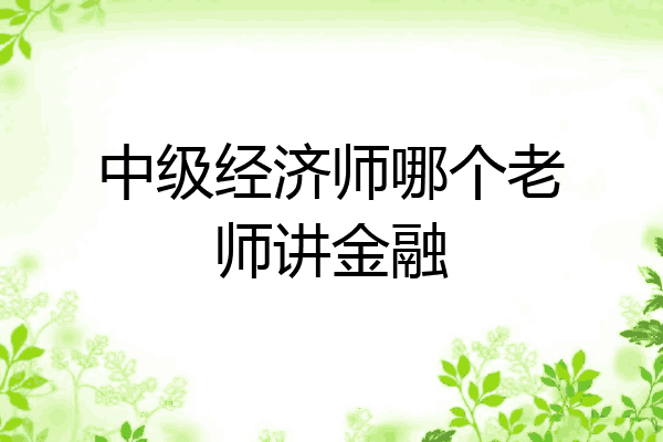 中级经济师哪个老师讲金融