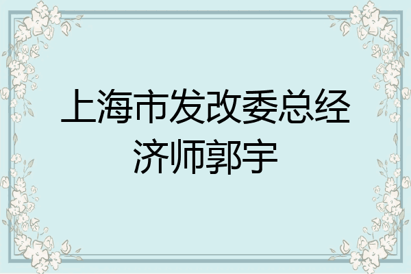 上海市发改委总经济师郭宇