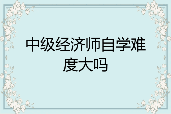 中级经济师自学难度大吗