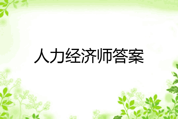 人力经济师答案