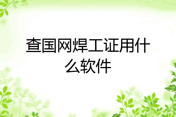 查国网焊工证用什么软件