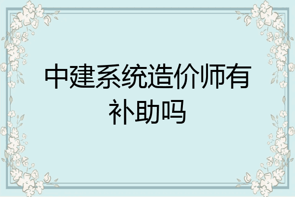 中建系统造价师有补助吗