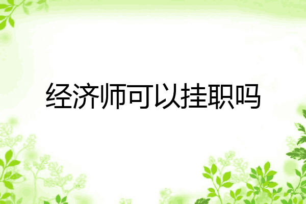 经济师可以挂职吗