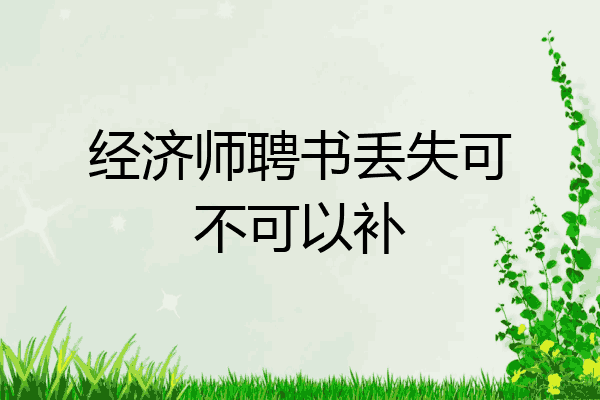 经济师聘书丢失可不可以补