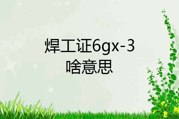 焊工证6gx-3啥意思