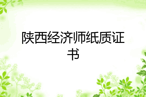 陕西经济师纸质证书