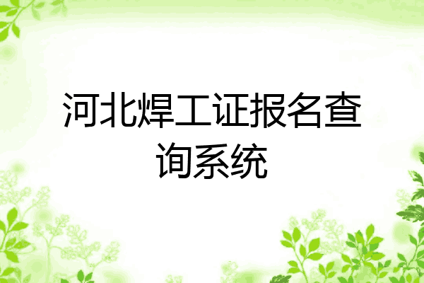 河北焊工证报名查询系统