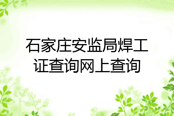 石家庄安监局焊工证查询网上查询