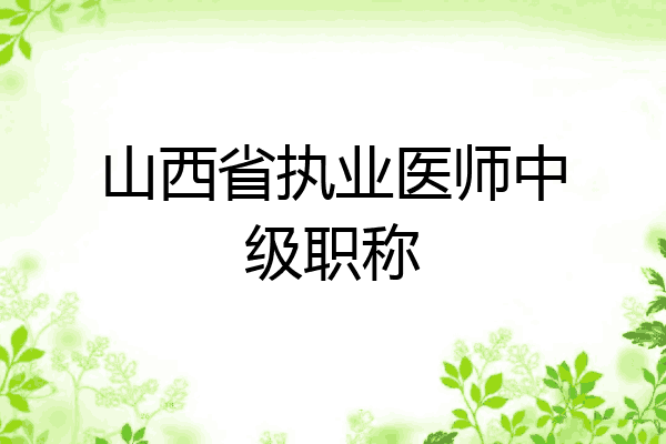 山西省执业医师中级职称