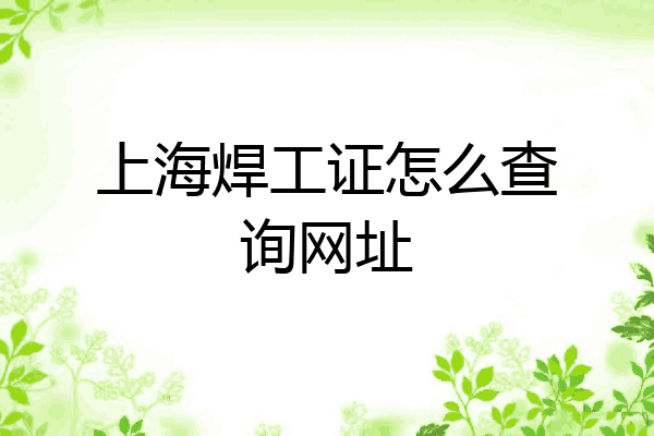 上海焊工证怎么查询网址
