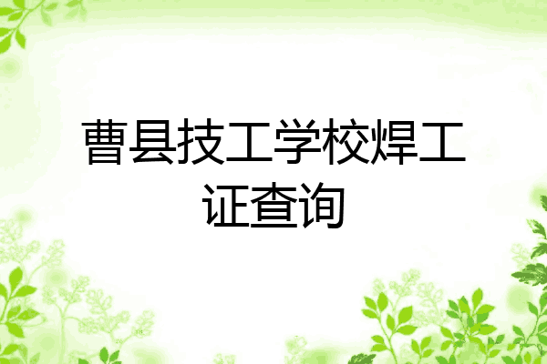 曹县技工学校焊工证查询