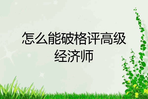 怎么能破格评高级经济师
