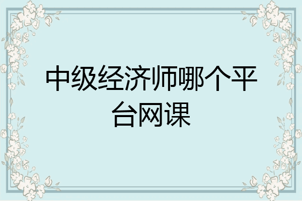 中级经济师哪个平台网课