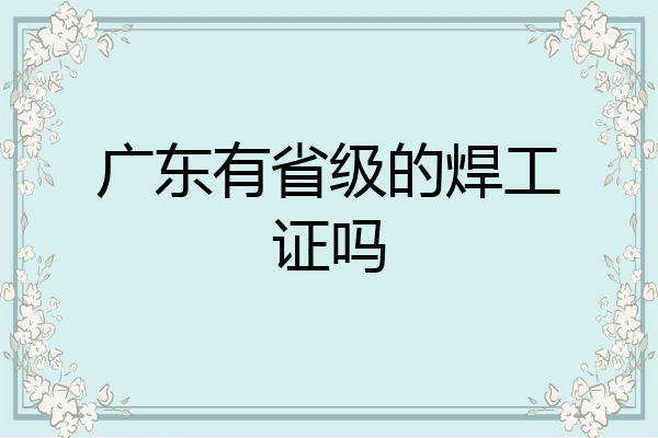 广东有省级的焊工证吗