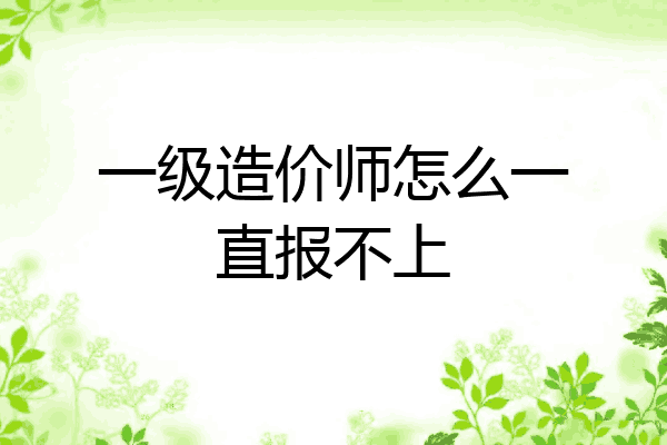 一级造价师怎么一直报不上