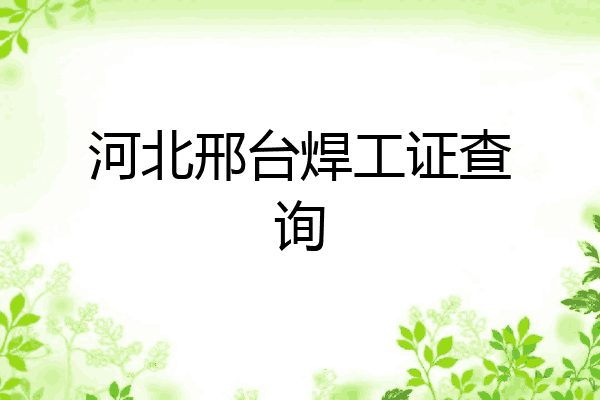 河北邢台焊工证查询