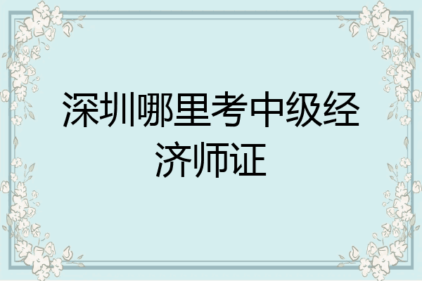 深圳哪里考中级经济师证