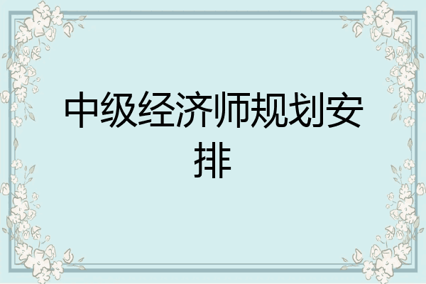 中级经济师规划安排