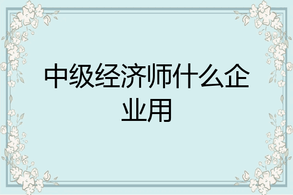 中级经济师什么企业用