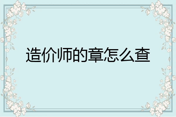 造价师的章怎么查