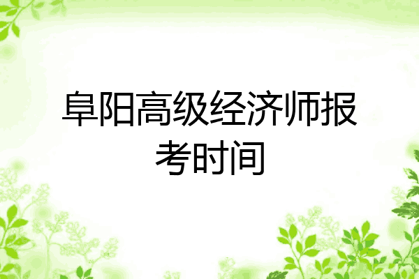 阜阳高级经济师报考时间
