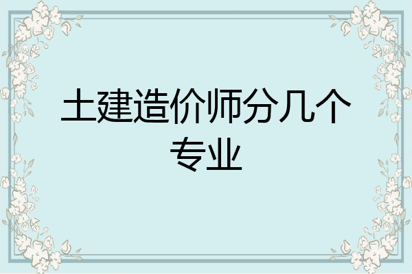 土建造价师分几个专业
