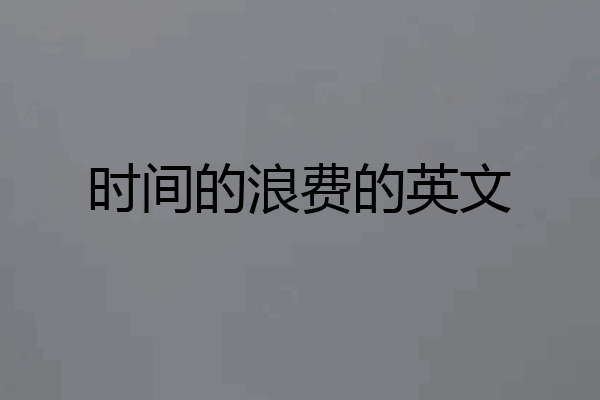 时间的浪费的英文
