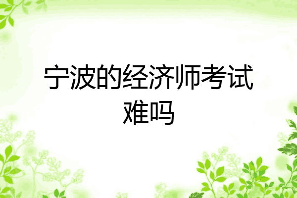 宁波的经济师考试难吗