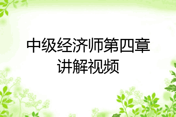 中级经济师第四章讲解视频