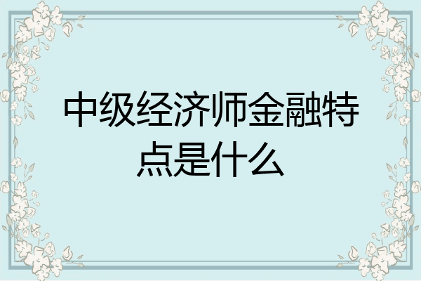 中级经济师金融特点是什么