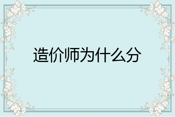 造价师为什么分