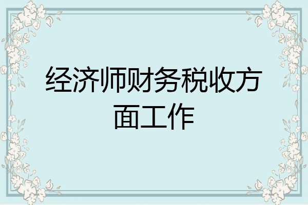 经济师财务税收方面工作