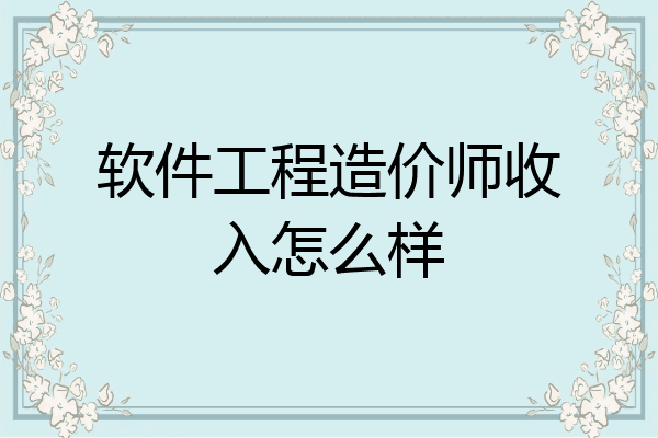 软件工程造价师收入怎么样