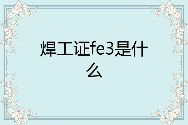 焊工证fe3是什么