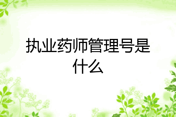 执业药师管理号是什么