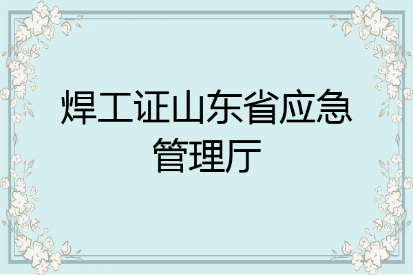 焊工证山东省应急管理厅