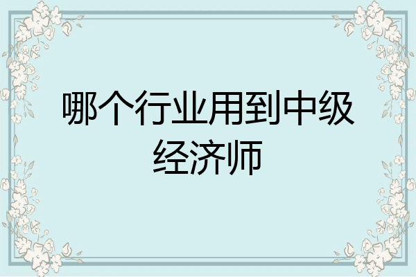 哪个行业用到中级经济师